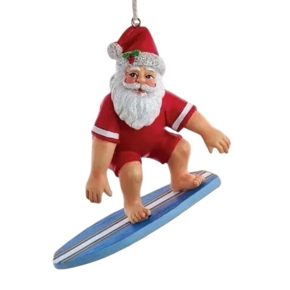 Holiday Lane Hawaii SURFING SANTA Coastal Beach Christmas Ornament‎ NWT